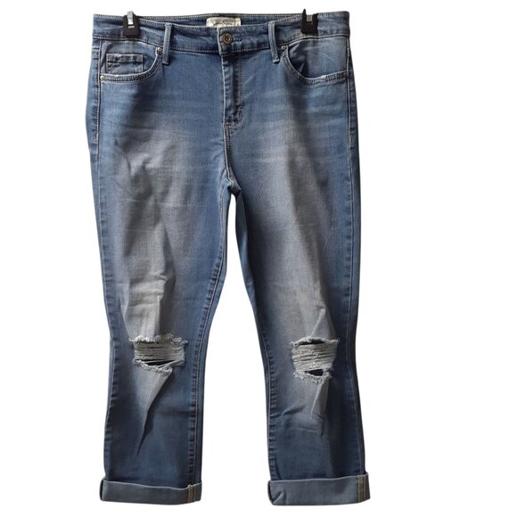 Jessica Simpson Denim - Jessica Simpson Arrow Y2K Straight Jeans Womens Size 30 Blue Denim Distressed